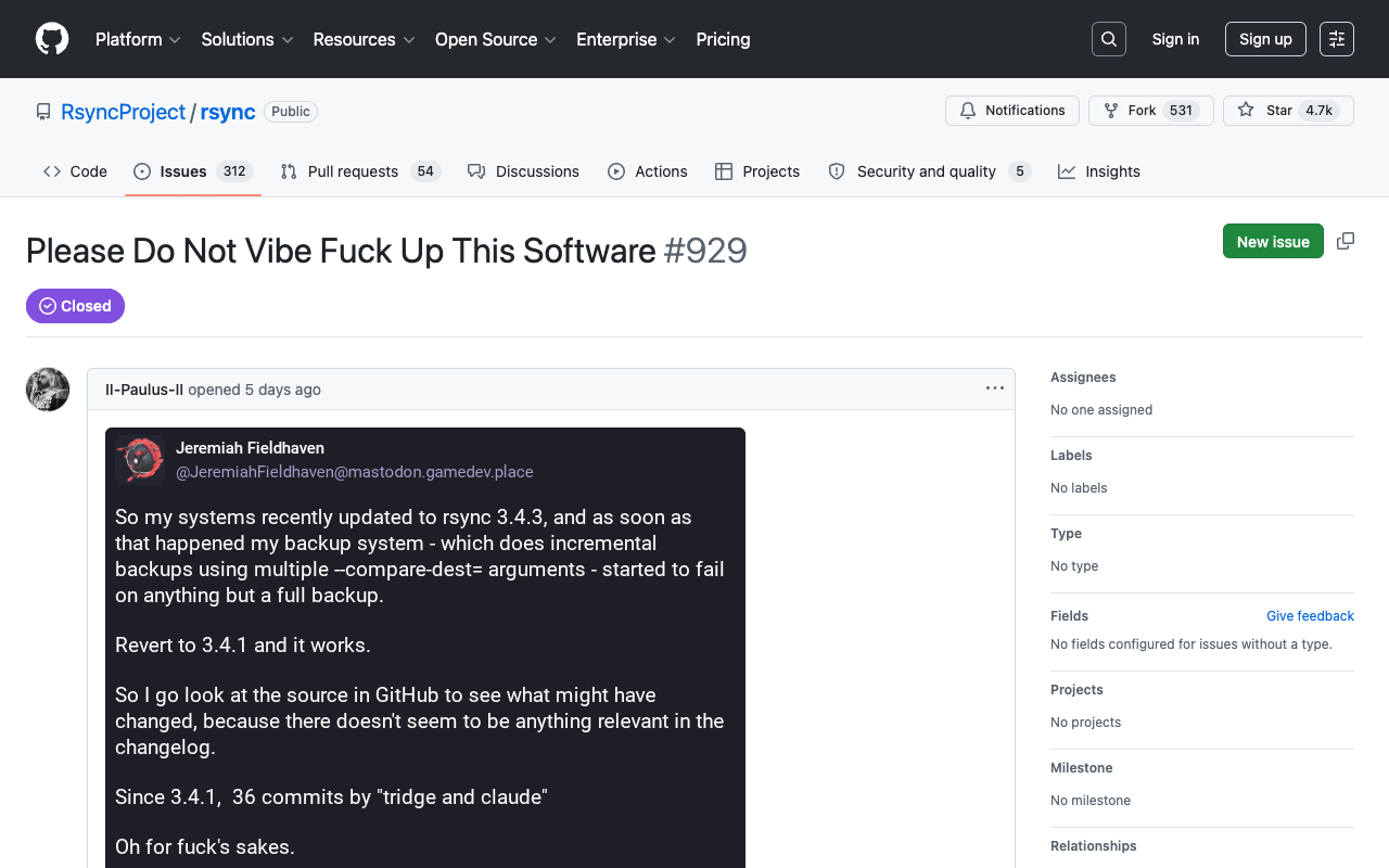 GitHub issue screenshot
